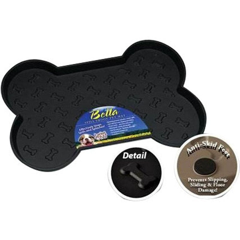 Loving Pets Bella Spill-Proof Pet Mat for Dogs, Small, Black