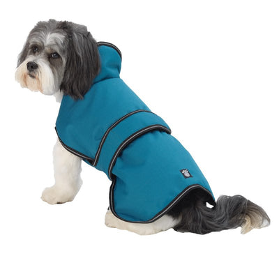 PetRageous 7303TMD Juneau Waterproof Winter Dog Coat with Full Dog Chest Coverage Dog Leash Opening 15-Inch Long Heavyweight Jacket for Medium Dogs and Puppies, Teal