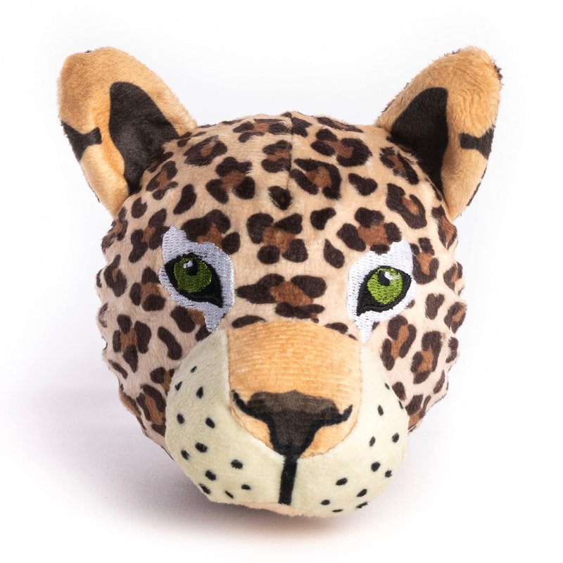 fabdog Faballs Dog Ball Toys - Super Squeaky Durable Dog Toys for All Breeds - Plush Dog Squeak Toy Balls | Animal-Themed Plush Toys | Large Leopard