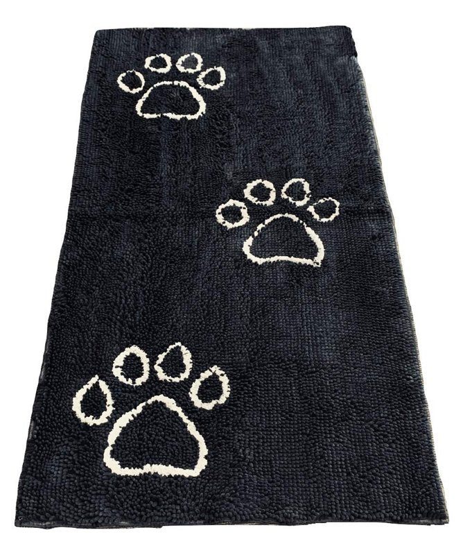 Dog Gone Smart Dirty Dog Microfiber Paw Doormat - Muddy Mats For Dogs - Super Absorbent Dog Mat Keeps Paws & Floors Clean - Machine Washable Pet Door Rugs with Non-Slip Backing | Runner Black