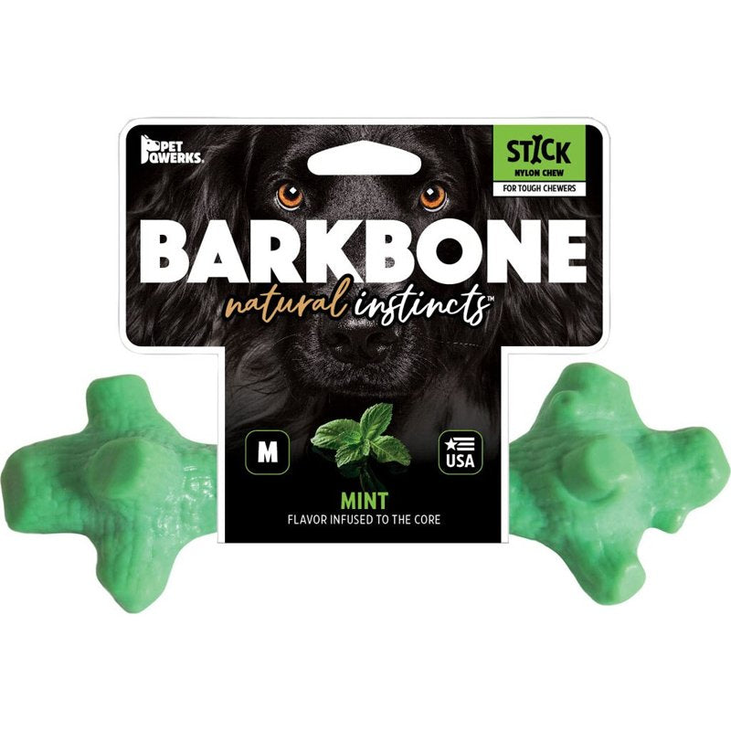 Pet Qwerks Nylon Stick BarkBone - Durable Dog Toys for Aggressive Chewers - Mint Flavor - 9"