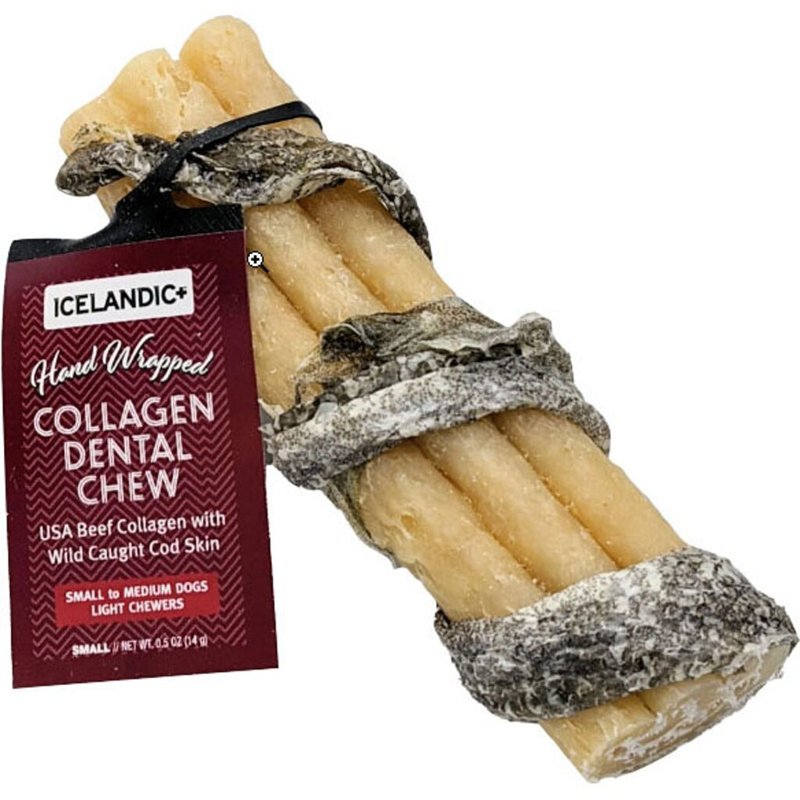 Icelandic+ Beef Collagen Dental Chew Stick Wrapped with Fish 4" Dog Treat