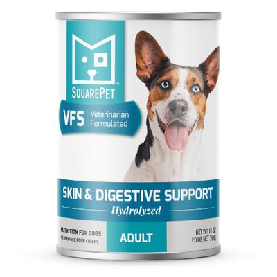 SquarePet VFS Skin & Digestive Support Dog Food, Hydrolyzed Protein, Omega 3 & 6, 13 oz Can