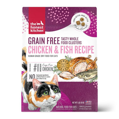 The Honest Kitchen Whole Food Clusters Grain Free Chicken & Fish Dry Cat Food, 1 lb Trial Pouch