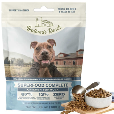 BADLANDS RANCH - Superfood Complete, Air-Dried Adult Dog Food - High Protein, Zero Fillers, Superfood Nutrition by Katherine Heigl (11.5 oz., Premium Chicken)