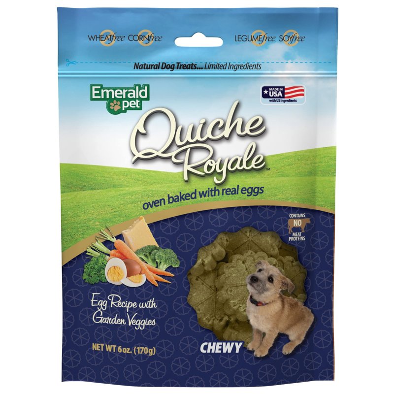 Emerald Pet Quiche Royale Premium Training Dog Treats - Healthy and Tasty Natural Dog Chews Made with Real Eggs - Limited Ingredient Dog Treats Made in The USA - Garden Veggie Treats, 6 oz