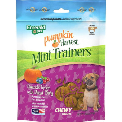 Emerald Pet Pumpkin Harvest Mini Trainers Pumpkin with Mixed Berry Chewy Dog Treats Made in The USA, Pumpkin with Mixed Berry 6oz (Mixed Berry Mini)