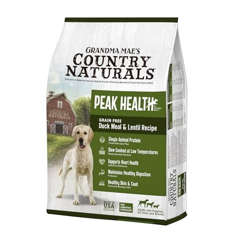 Grandma Mae's Country Naturals Peak Health Grain-Free Duck Meal & Lentil Recipe Dry Dog Food, 23 lb