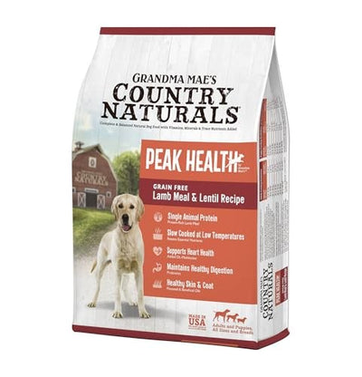 Grandma Mae's Country Naturals Peak Health Grain-Free Lamb Meal Recipe Dry Dog Food, 23 lb