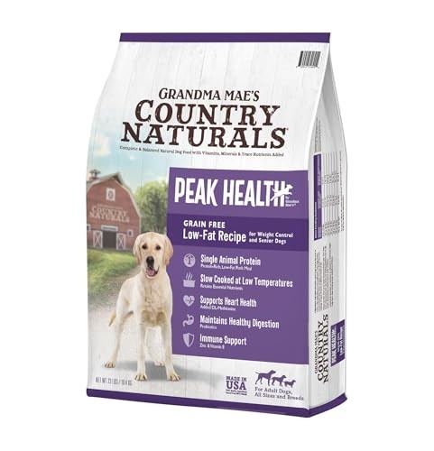 Grandma Mae's Country Naturals Peak Health Grain-Free Low Fat Pork Recipe for Weight Control and Seniors Dry Dog Food, 23 lb