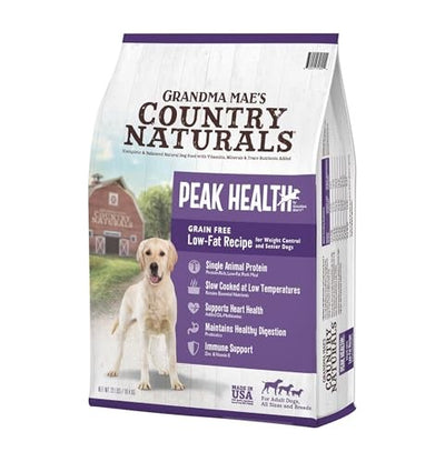 Grandma Mae's Country Naturals Peak Health Grain-Free Low Fat Pork Recipe for Weight Control and Seniors Dry Dog Food, 23 lb