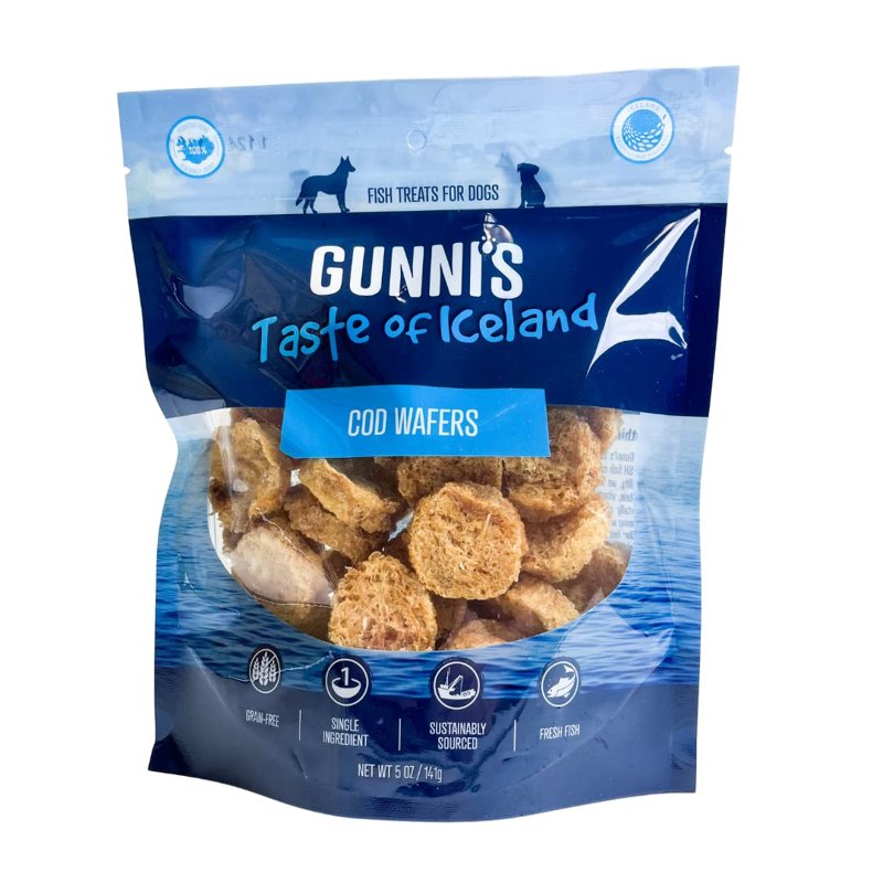 Gunnis Cod Fish Wafers Crunchy Dog Treats, 5 Ounce Bag