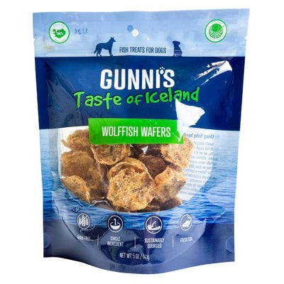 Gunnis Wolffish Crunchy Wafers Fish Dog Treats, 5 Ounce Bag