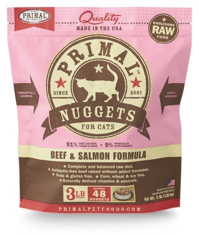 Primal Pet Foods 850180 Feline Beef/Salmon Nuggets For Pets, 3-Pound