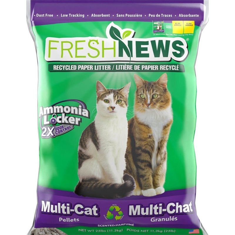 Fresh News Multi-Cat Non Clumping Paper Cat Litter, 25 Pound