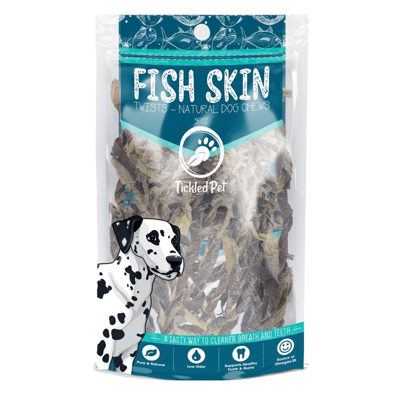 TickledPet Icelandic Cod Fish Skin Twists, 5 oz - Natural Dog Chews, Long-Lasting, Grain-Free Treats - Dental Health Booster, Omega-3s, Human-Grade, All Life Stages