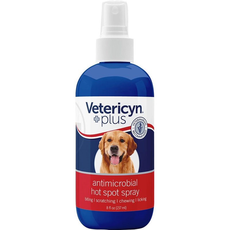 Vetericyn Plus Hot Spot Spray for Dogs Skin Sores and Irritations | Itch Relief for Dogs and Prevents Chewing and Licking at Skin, Safe for All Animals. 8 Ounces