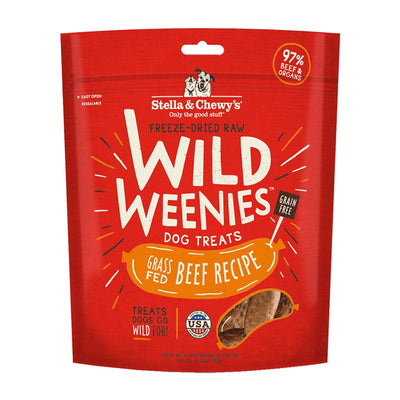 Stella & Chewy's Freeze-Dried Raw Wild Weenies Dog Treats - All-Natural, Protein Rich, Grain Free Dog & Puppy Treat - Great for Training & Rewarding - Grass-Fed Beef Recipe - 3.25 oz Bag