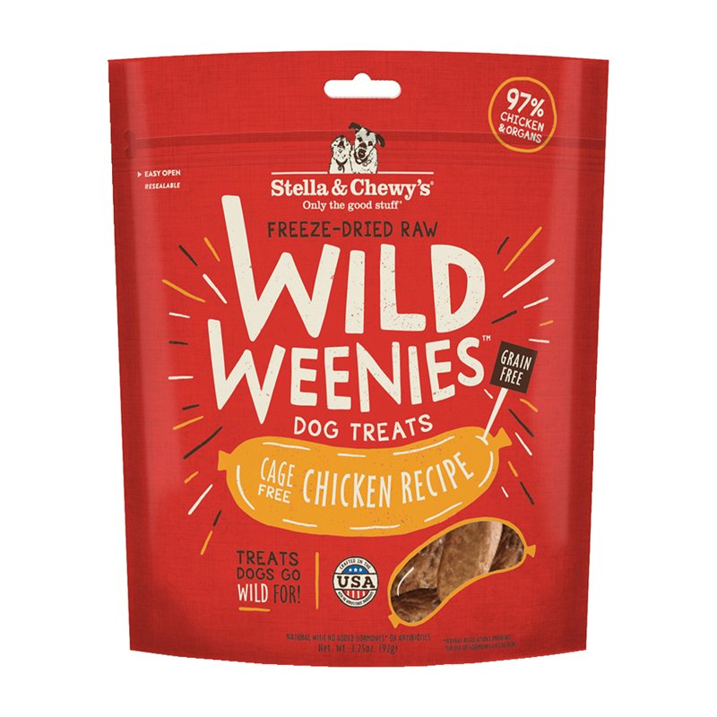 Stella & Chewy's Freeze-Dried Raw Wild Weenies Dog Treats - All-Natural, Protein Rich, Grain Free Dog & Puppy Treat - Great for Training & Rewarding - Cage-Free Chicken Recipe - 3.25 oz Bag