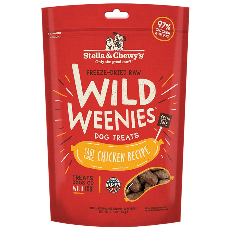 Stella & Chewy's Freeze-Dried Raw Wild Weenies Dog Treats - All-Natural, Protein Rich, Grain Free Dog & Puppy Treat - Great for Training & Rewarding - Cage-Free Chicken Recipe - 11.5 oz Bag