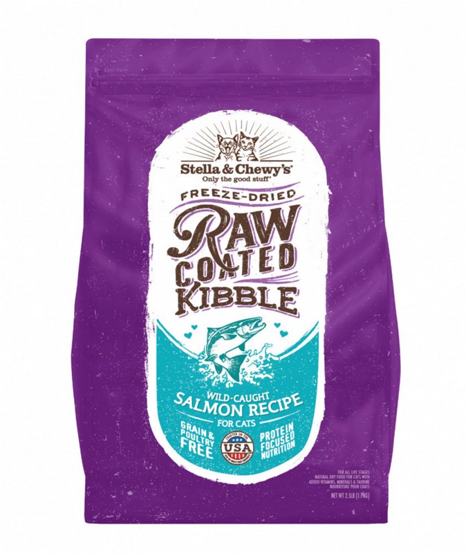 Stella & Chewy's Raw Coated Premium Kibble Cat Food - Grain Free, Protein Rich Meals - Wild Caught Salmon Recipe - 2.5 lb. Bag