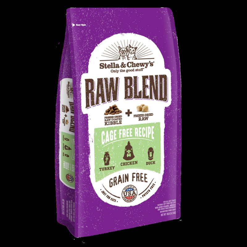 Stella & Chewy's Raw Blend Premium Kibble Cat Food - Grain Free, Protein Rich Meals - Cage-Free Poultry Recipe - 10 lb. Bag