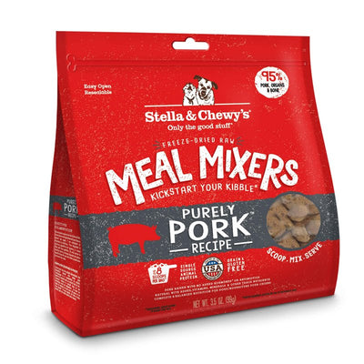 Stella & Chewy's Freeze Dried Raw Purely Pork Meal Mixer - Dog Food Topper for Small & Large Breeds - Grain Free, Protein Rich Recipe - 3.5 oz Bag