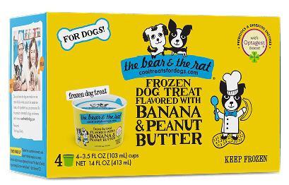 The Bear & The Rat Frozen Yogurt Dog Treat Pup Cups, Banana & Peanut Butter, 3.5 fl oz Single Cup