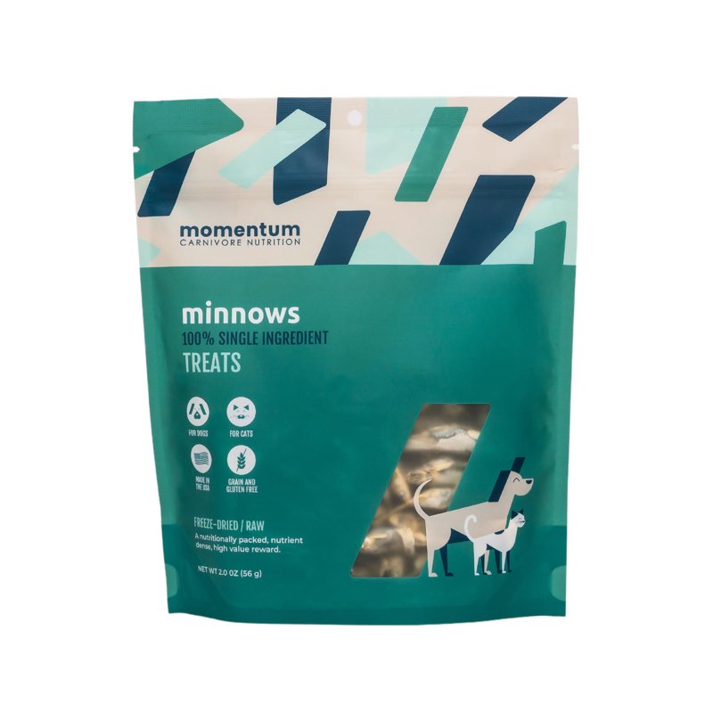 Momentum Carnivore Nutrition Freeze-Dried Minnows - Single-Ingredient Raw Dog & Cat Treats - High-Protein, Grain-Free Snacks for Pets - 2 oz Bag