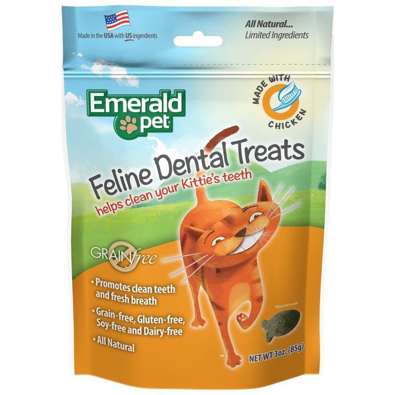 Feline Dental Treats - Tasty and Crunchy Cat Dental Treats Grain Free - Natural Dental Treats to Clean Cat Teeth, Freshen Cat Breath, and Reduce Plaque and Tartar Buildup - Chicken Treats, 3 oz