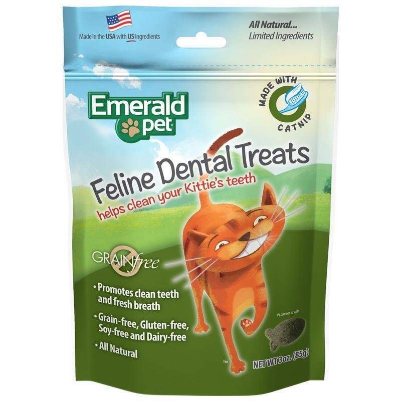 Feline Dental Treats - Tasty and Crunchy Cat Dental Treats Grain Free - Natural Dental Treats to Clean Cat Teeth, Freshen Cat Breath, and Reduce Plaque and Tartar Buildup - Catnip Treats, 3 oz