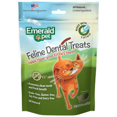 Feline Dental Treats - Tasty and Crunchy Cat Dental Treats Grain Free - Natural Dental Treats to Clean Cat Teeth, Freshen Cat Breath, and Reduce Plaque and Tartar Buildup - Catnip Treats, 3 oz