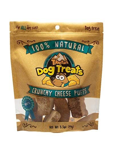 Tibetan Crunchy Cheese Puffs - Yak Dog Chew Puffs - All Natural - Healthy Reward and Training Treats for Dogs, (3.5oz Bag)