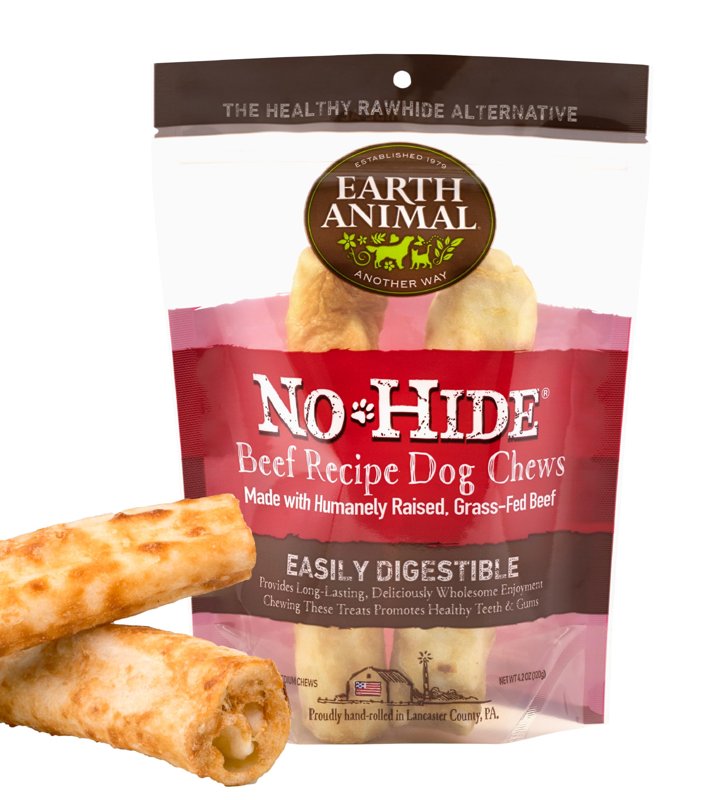 Earth Animal No Hide Medium Beef Flavored Natural Rawhide Free Dog Chews Long Lasting Dog Chew Sticks | Dog Treats for Large Dogs | Great Dog Chews for Aggressive Chewers (1 Pack)