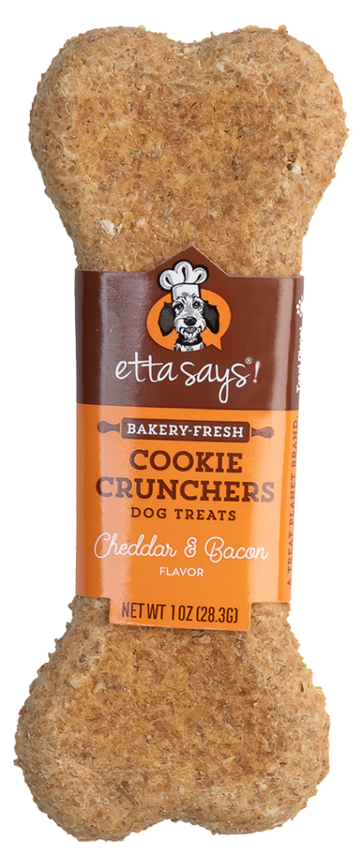 Etta Says! 5 Inch Cheddar & Bacon Cookie Cruncher Dog Treat, 1 oz