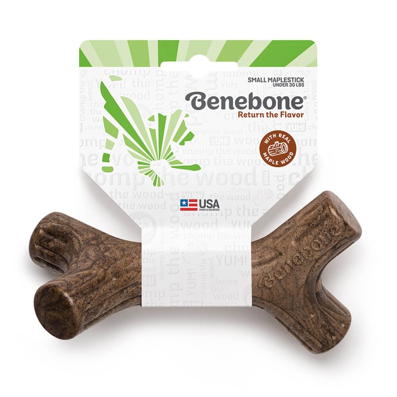 Benebone Maplestick Durable Dog Chew Toy for Aggressive Chewers, Real Maplewood, Made in USA, Small