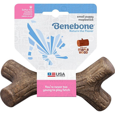 Benebone Puppy Maplestick Dog Chew Toy, Made in USA, Real Maple Wood Flavor, Small, Brown