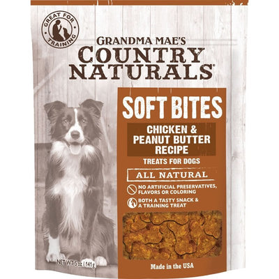 Grandma Mae's Country Naturals Chicken and Peanut Butter Soft Bites Dog Treats and Snacks | All Natural |Made in The USA | 5 oz.