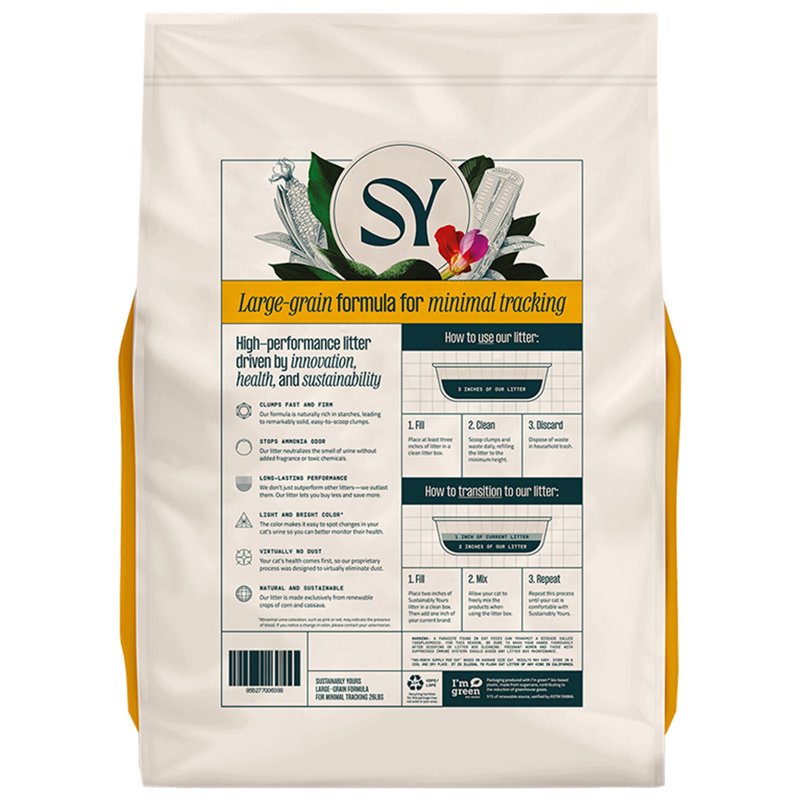 Sustainably Yours Natural Cat Litter, Large Grains, 13 lbs