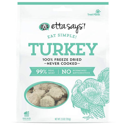 Etta Says Eat Simple Turkey Dog Treats, 2.5 Ounces, Freeze Dried Real Meat, Made in the USA