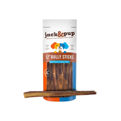 Jack & Pup 12 Inch Bully Sticks for Dogs, 3 Pack