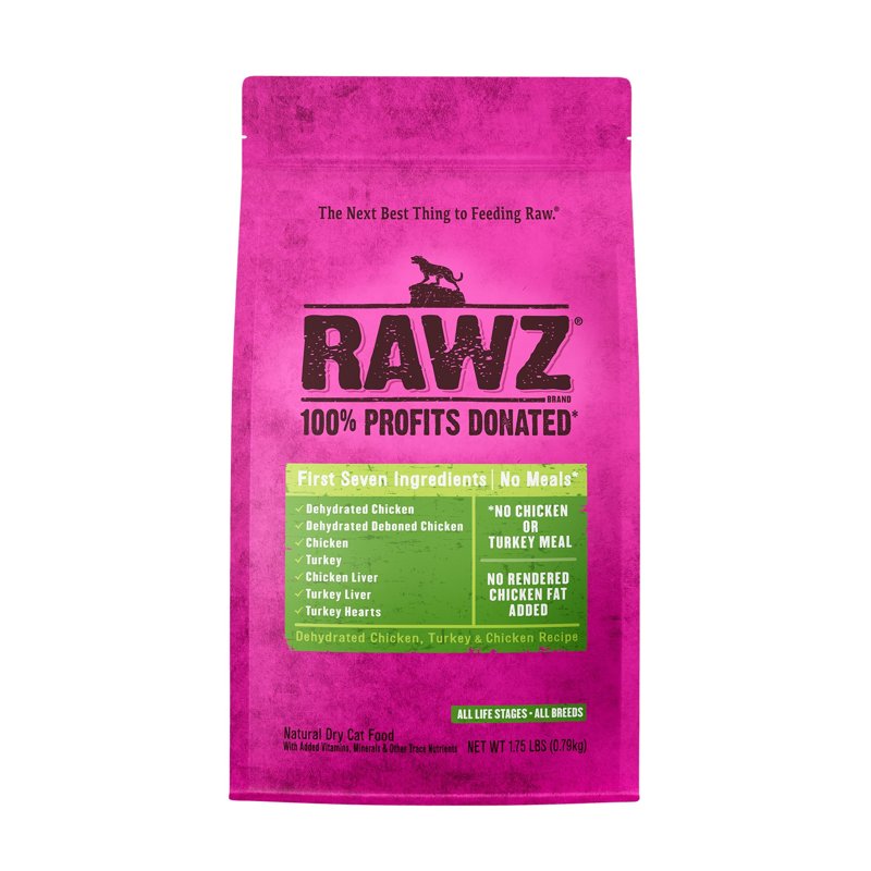 Rawz Dehydrated Chicken, Turkey & Chicken Recipe Natural Meal Free Dry Cat Food (1.75 Pound (Pack of 1), Chicken & Turkey)