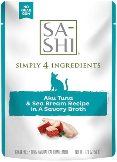 RAWZ Sa-Shi Aku Tuna & Sea Bream Cat Food Recipe in Savory Broth, 1.76 oz Pouch