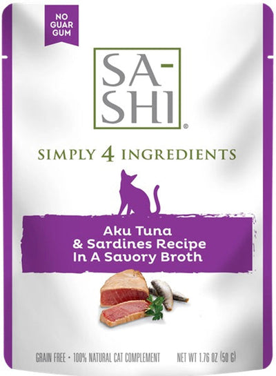RAWZ Sa-Shi Aku Tuna & Sardines Cat Food Recipe in Savory Broth, 1.76 oz Pouch