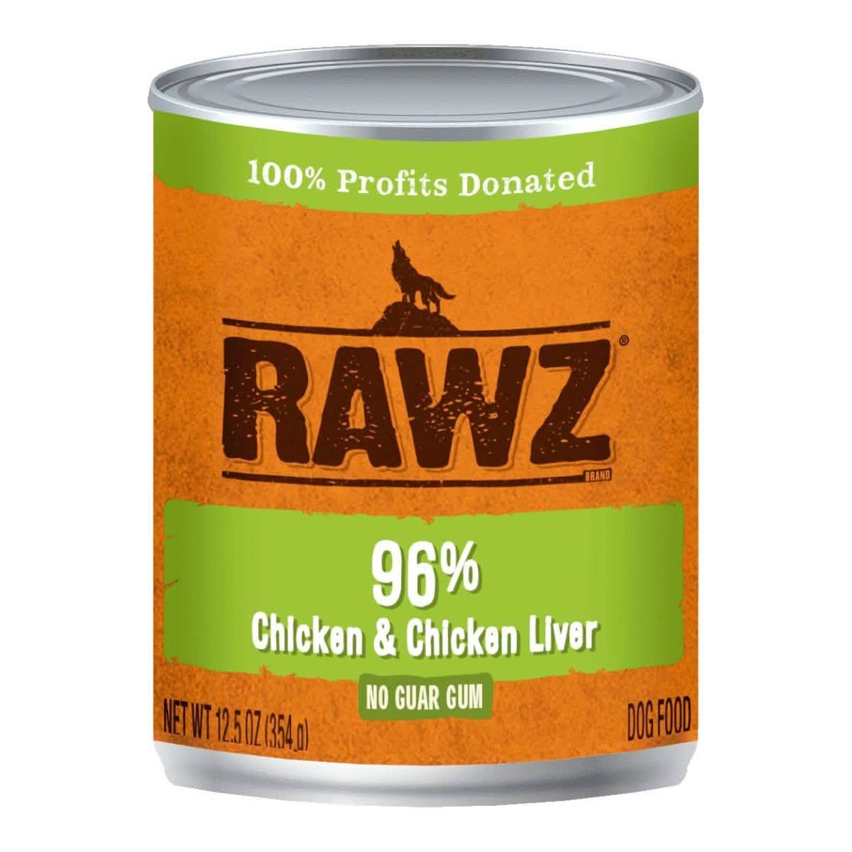 RAWZ 96% Chicken & Chicken Liver Dog Food, 12.5 oz Can