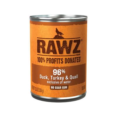 RAWZ 96% Duck, Turkey & Quail Dog Food, 12.5 oz Can