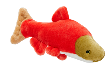 Fluff & Tuff Cedar Salmon Plush Dog Toy, Medium+