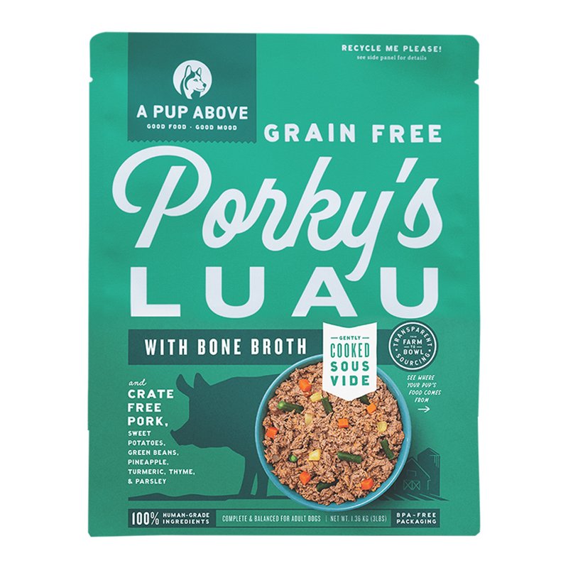 A Pup Above, Gently Cooked Grain Free Porky's Luau with Bone Broth Frozen Dog Food, 16 Ounce