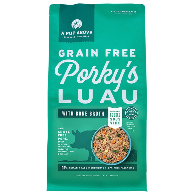 A Pup Above, Gently Cooked Grain Free Porky's Luau with Bone Broth Frozen Dog Food, 16 Ounce