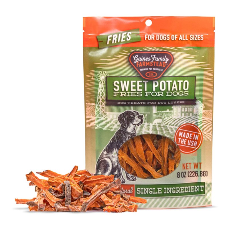 Gaines Family Farmstead Sweet Potato Fries, All Natural, Soft Chew Dog Treats, Ideal for All Ages & Breeds, Nutrient-Rich, Rawhide Alternative for Dog Training & Rewards, 8 Oz. Bag